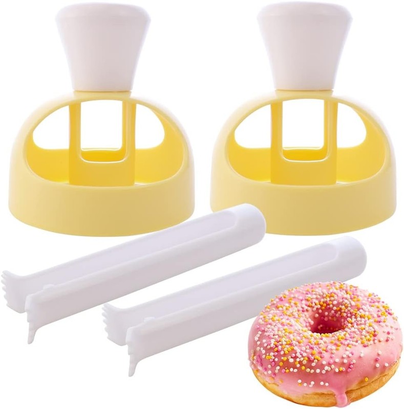 2 Pack Plastic Donut Cutters with Dipping Pliers Doughnut Mould Doughnut Maker D
