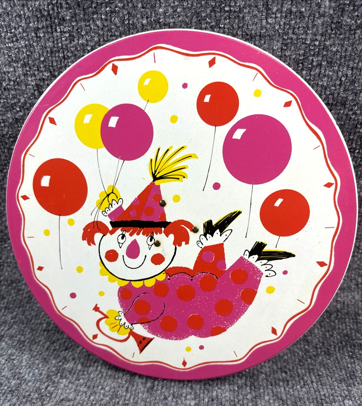 Vintage 1960S Fabcraft Clown Stand Musical Revolving Cake Stand Tested & Works