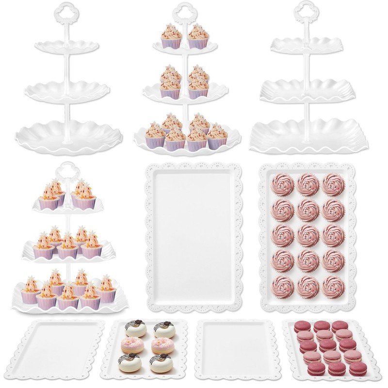 Kootek Dessert Cupcake Stand, 10pcs Dessert Table Display Set, 3 Tiered Cup Cake