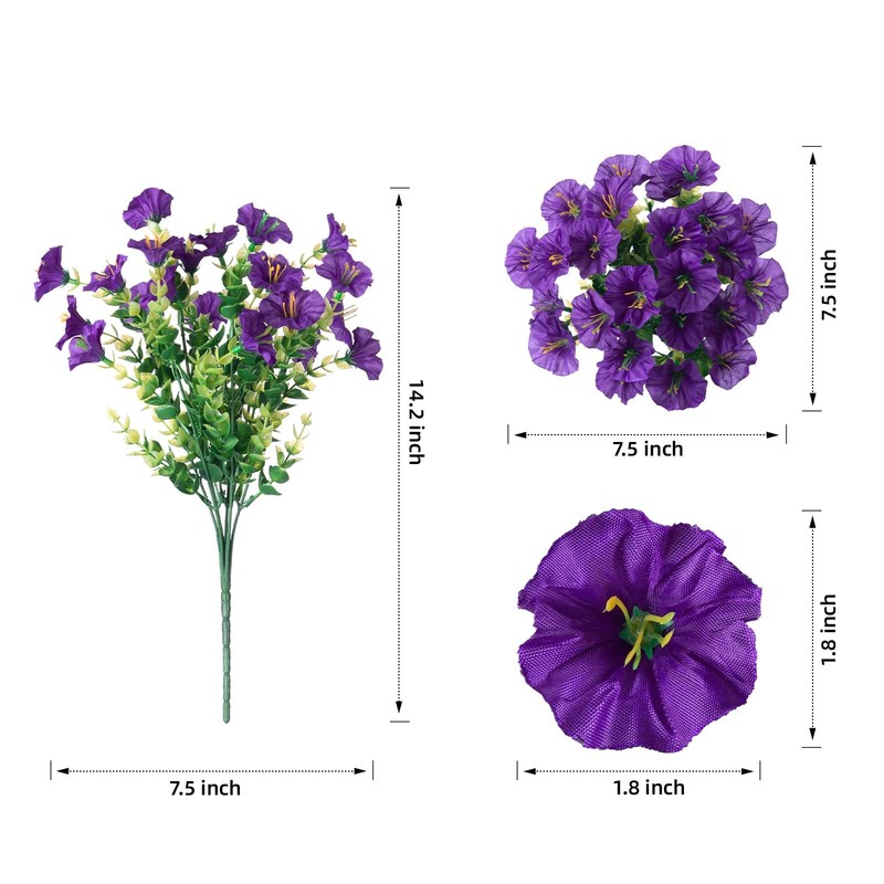 HyeFlora Artificial Flowers Outdoor Fake Plants Decoration 12 Bundles Silk Purpl gallery