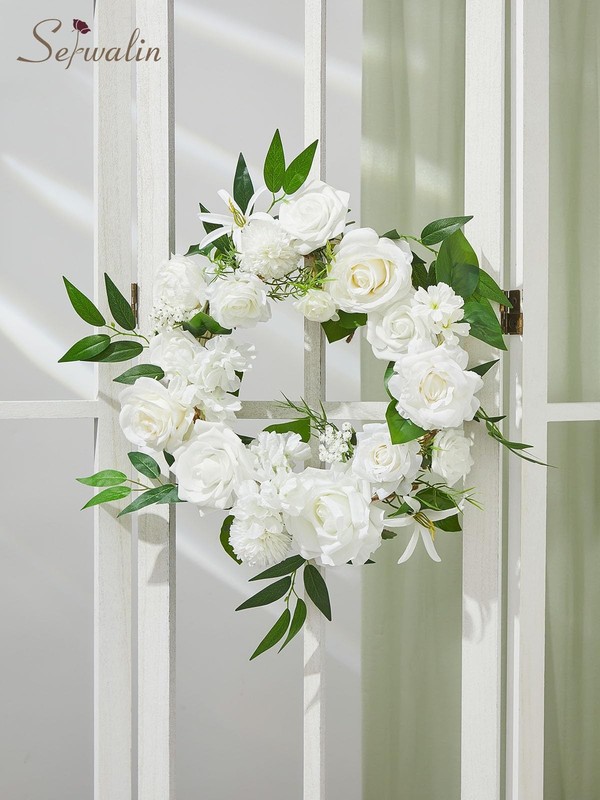 Serwalin White Artificial Silk Roses for Wedding Cake Decor & Bouquets - Elegant gallery
