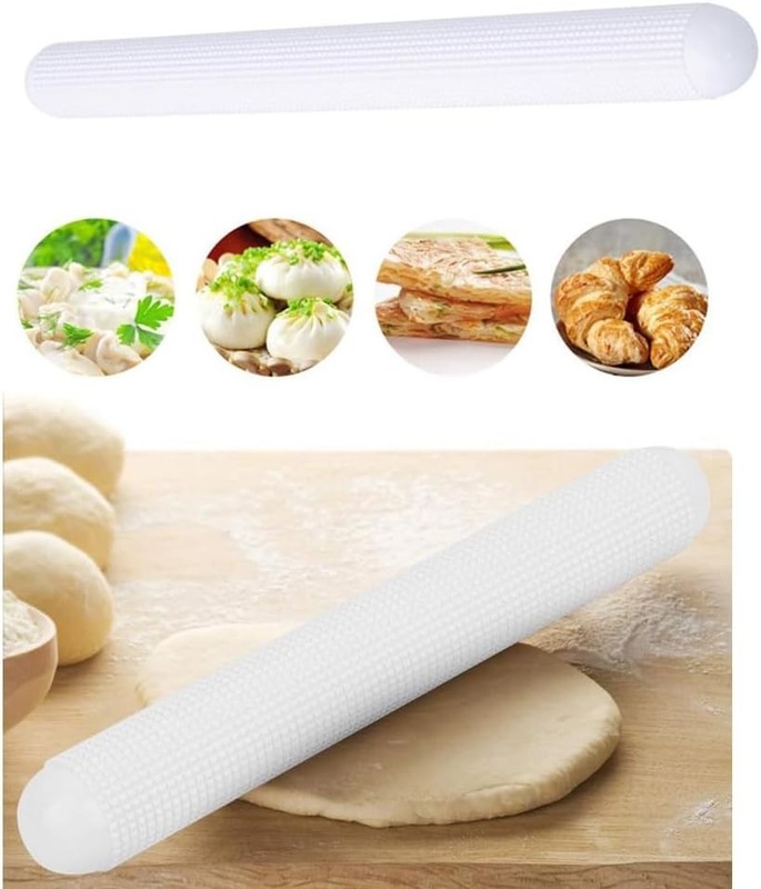 2 Pack Plastic Rolling Pin Dough Roller Non Stick Textured Baking Pastry Pizza gallery
