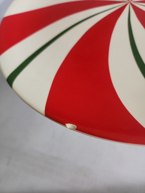 Pier 1 Imports Candy Cane Cake Stand Ceramic Christmas Serving Pie Plate 12" gallery