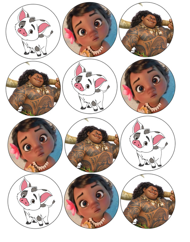 12 Moana edible paper, cupcake, cookie, oreo toppers CHOOSE SIZE pre cut
