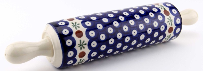 Polish Pottery Rolling Pin 12.5″ from Zaklady Boleslawiec in Nature Pattern