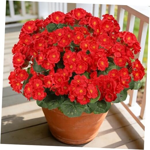 Artificial Flowers for Outdoors, 6 Bundles Realistic Silk Fake 6PCS Bright Red gallery