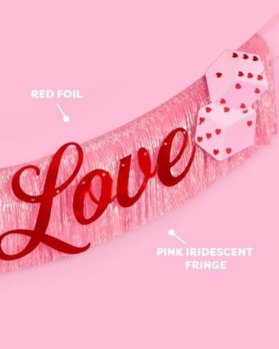 Lucky in Love Fringe Banner - Red Foil & Pink Iridescent, 5 Ft. | Western gallery