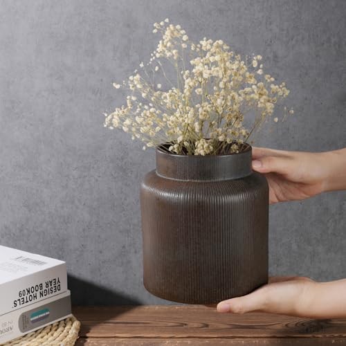 Rustic Vases for Decor,6.7 inch Farmhouse Ceramic Vase for Flowers,Vintage gallery