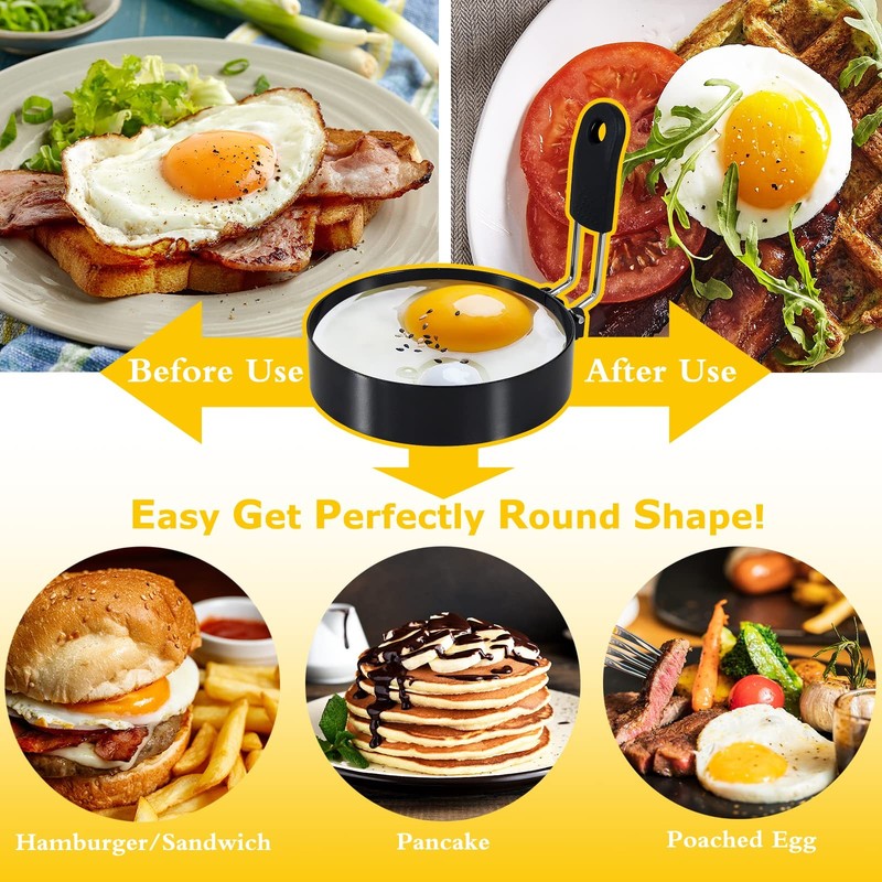 3 Packs 3.5 Inch Stainless Steel Egg Rings Set with Silicone Handle Nonstick gallery