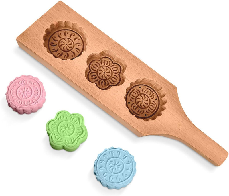 Wooden Cookie Molds for Baking – 11.8″ Mooncake Mold in Handcrafted Wood for Sha