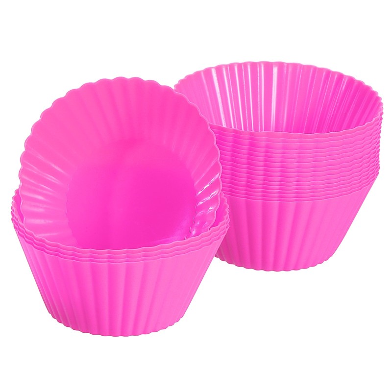 18Pcs Silicone Cupcake Baking Cups 2.8″ Non-Stick Muffins Liners Rose Red