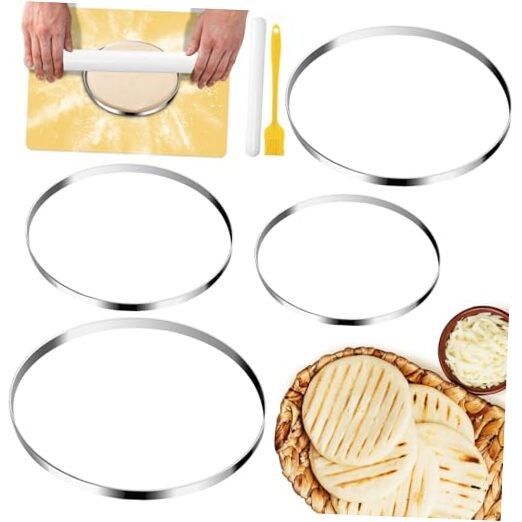Stainless Steel Molde para Arepas, 4 Size(4.7″, 5.1″, 5.9″, 6.7″) Tortilla