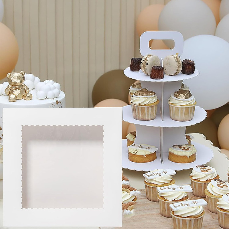 20Pcs 14X14X2.5 Bakery Boxes with Window Pie Boxes for Pastry Baking Cake, Cupca gallery