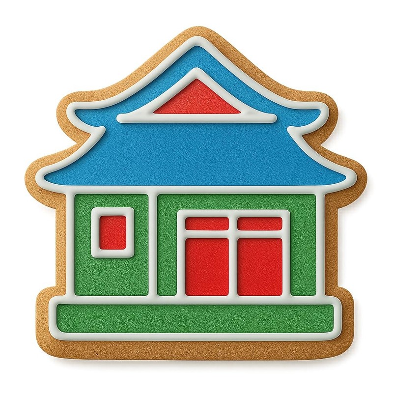 Japanese Zen House Cookie Cutter & Stamp, Fondant & Clay - 4x3.5 gallery