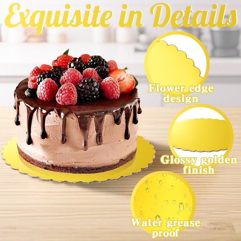 50 PCS 5 Inch Mini Cake Boards Small Round Gold Cardboard Mousse Cake Base gallery