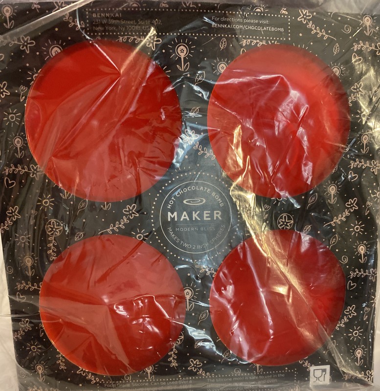 Bennkai Hot Chocolate Bomb Maker 2” Red Silicone Mold-Makes 2 New/Sealed gallery