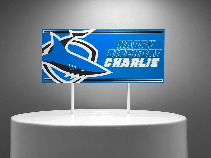 Personalised Sharks Rugby League Cake Topper – (made to order)