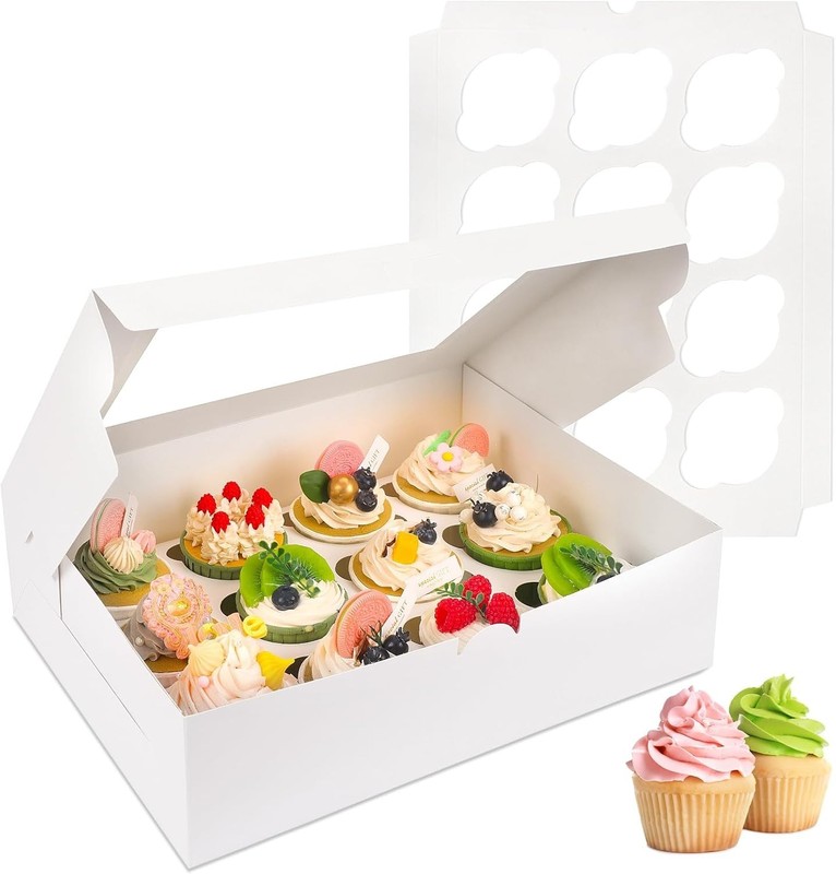 30pcs Cupcake Boxes, Cupcake Boxes 12 Count, Cupcake Containers with Window C…