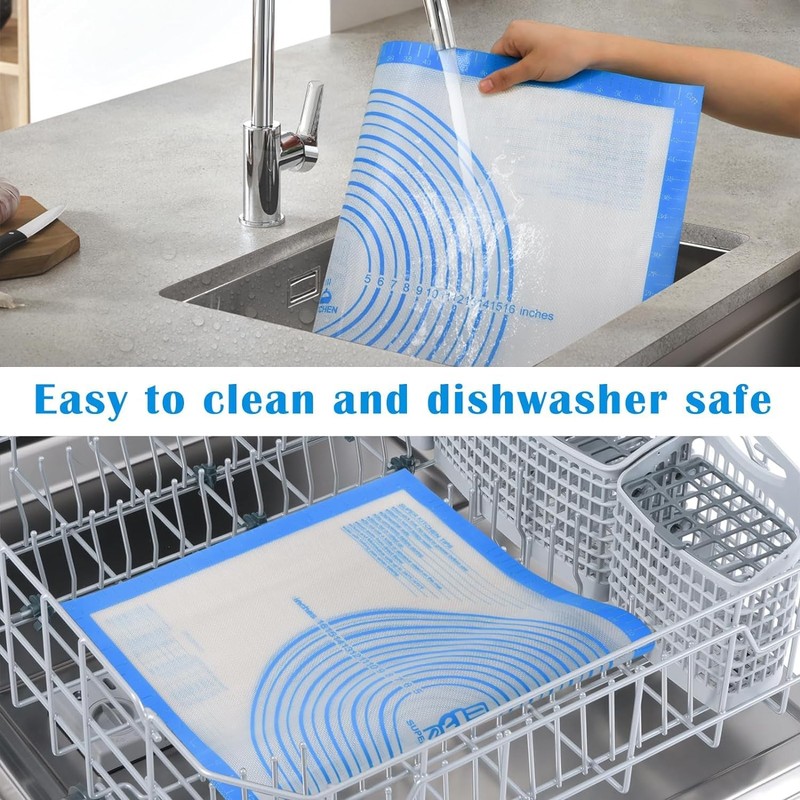 Nonstick Silicone Pastry Mat Extra Large with Measurements 28"L x 20"W, Blue gallery