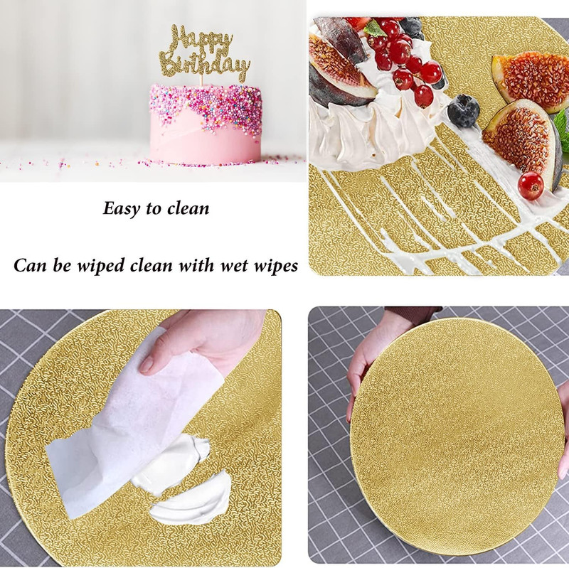 4 Pack 10 Inch round Cake Boards - Gold, Perfect for Wedding, Birthday, Dessert, gallery