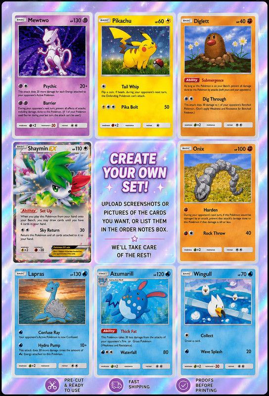 9 CUSTOM edible pokemon cards, cakes, cookies, rice krispy, pre cut wafer paper