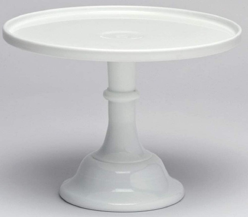 Cake Stand Plate Pastry Tray Bakers – Plain & Simple Pattern – Milk Glass – 12″