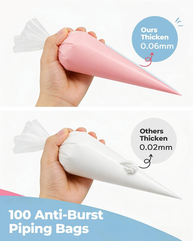 124Pcs Icing Piping Bags and Tips Set, Cake Decorating Kit with 100 anti Burst P gallery