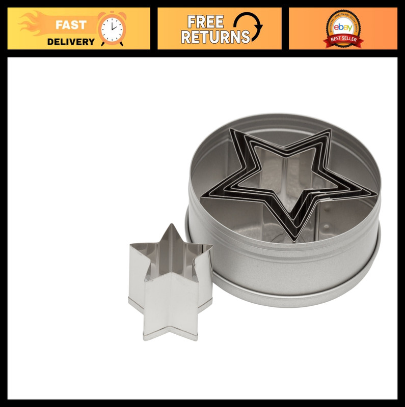 6-Piece Plain Edge Star Cookie Cutter Set – Baking Tools for Cookies & Crafts