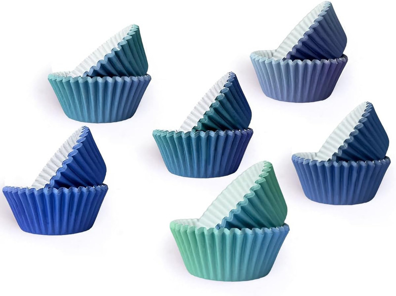 300PCS Mini Gradient Cupcake Liners Cupcake Cups 6 Designs Small Blue Gradient C gallery
