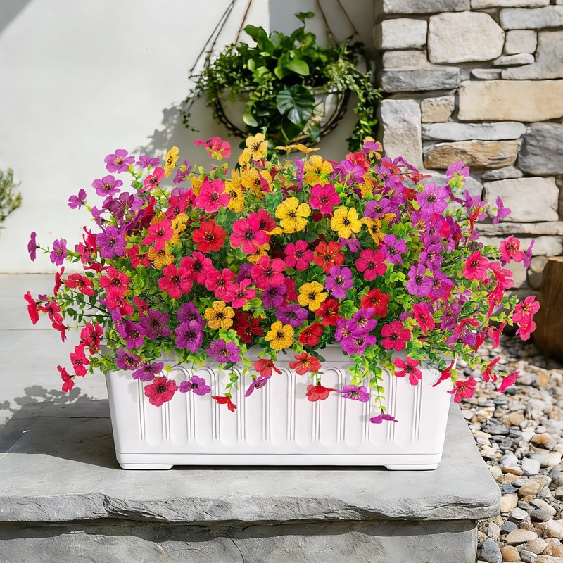 ADXORA 12 Bundles Artificial Flowers,Faux Small, Purple,red,yellow,hot Pink gallery
