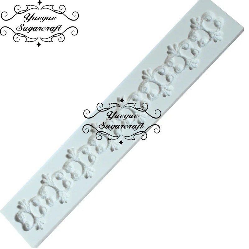 Relief Border Silicone mold Baroque Scroll Flower Frame Edible Lace Sugarcraft gallery