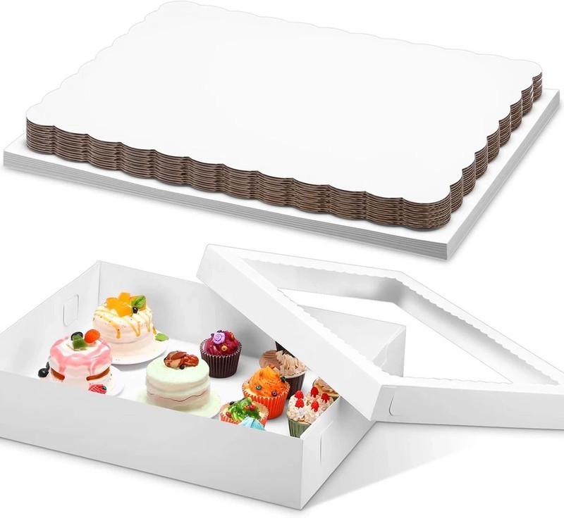 10 Pcs 14X10X4 Inch 1/4 Sheet Cake Boxes 5Pcs Large Rectangle Bakery Boxes with