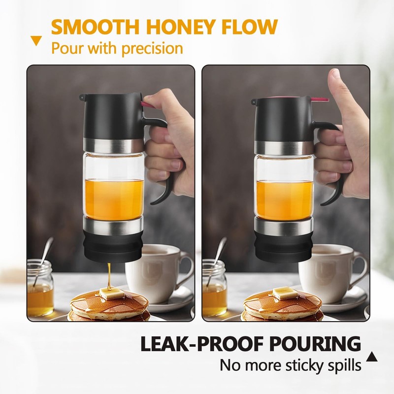 Glass Honey Dispenser,10 OZ Honey Pot with Handle,No Drip Honey Container Jar... gallery