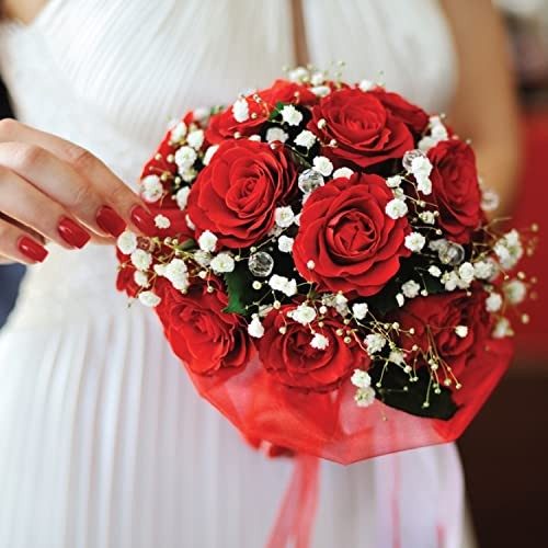 6" Artificial Silk Rose Bush with Gyp & Foliage 24 Flower Heads- Wedding 1 Red gallery