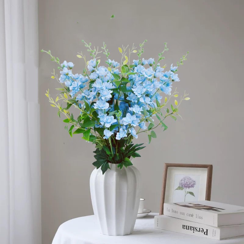 Aunosit 9 Pcs Blue Delphinium Artificial Flowers 34.25Long Stem Silk Larkspur gallery