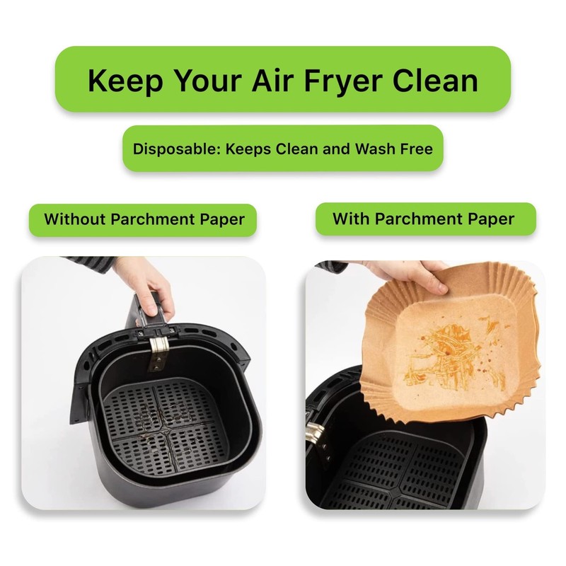 FINECE Air Fryer Liners Square, 100PCS for 2 to 5 Qt Square 6.3 IN, Natural gallery