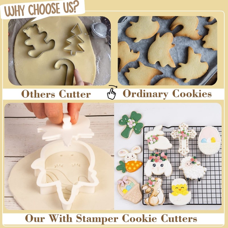 Easter Cookie Cutters Set of 5 with Plunger Stamps Holiday Basket Shapes PLA ... gallery