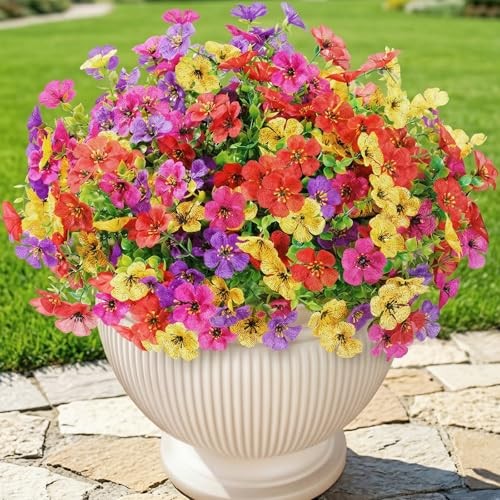 Artificial Flowers for 12 Bundles 4 Mix Color(fuchsia Purple Yellow Red) gallery