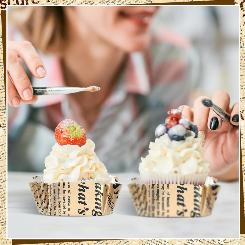 300 PCS Square Cupcake Liners Dessert Paper Baking Brownie Retro 2.36 Inch gallery
