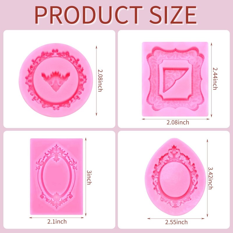 4Pcs Silicone Frame Chocolate Molds, Fondant Mold, Resin gallery