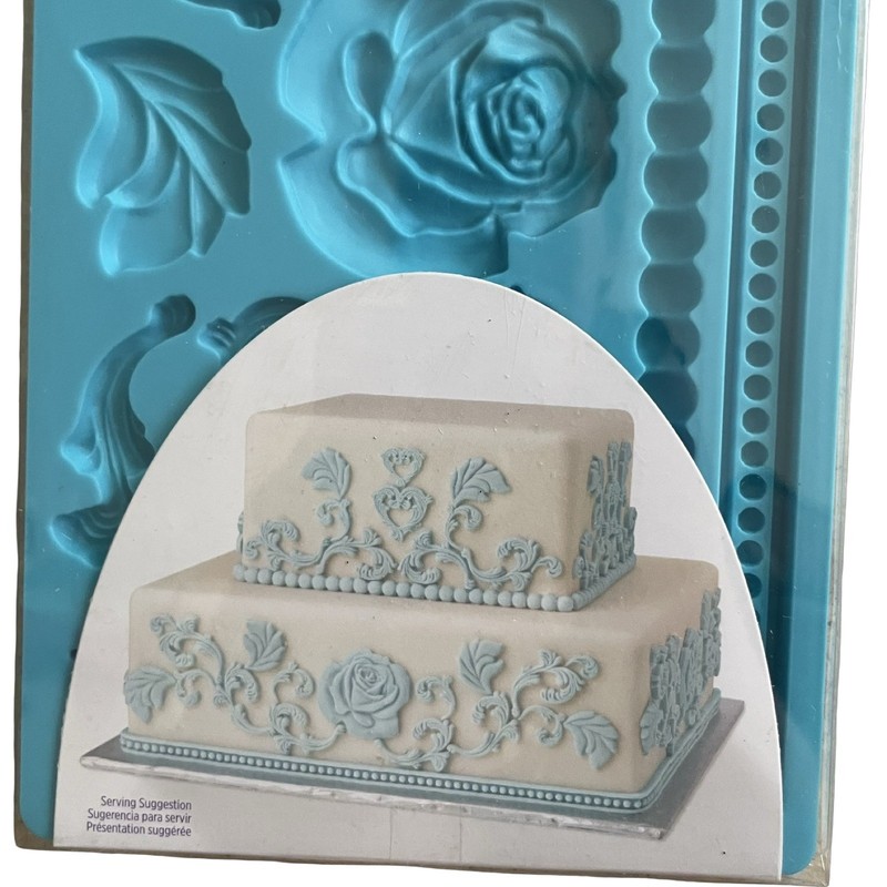 Wilton Fondant & Gum Paste Mold Baroque Designs Pearls Rose Leaf Elegant Wedding gallery