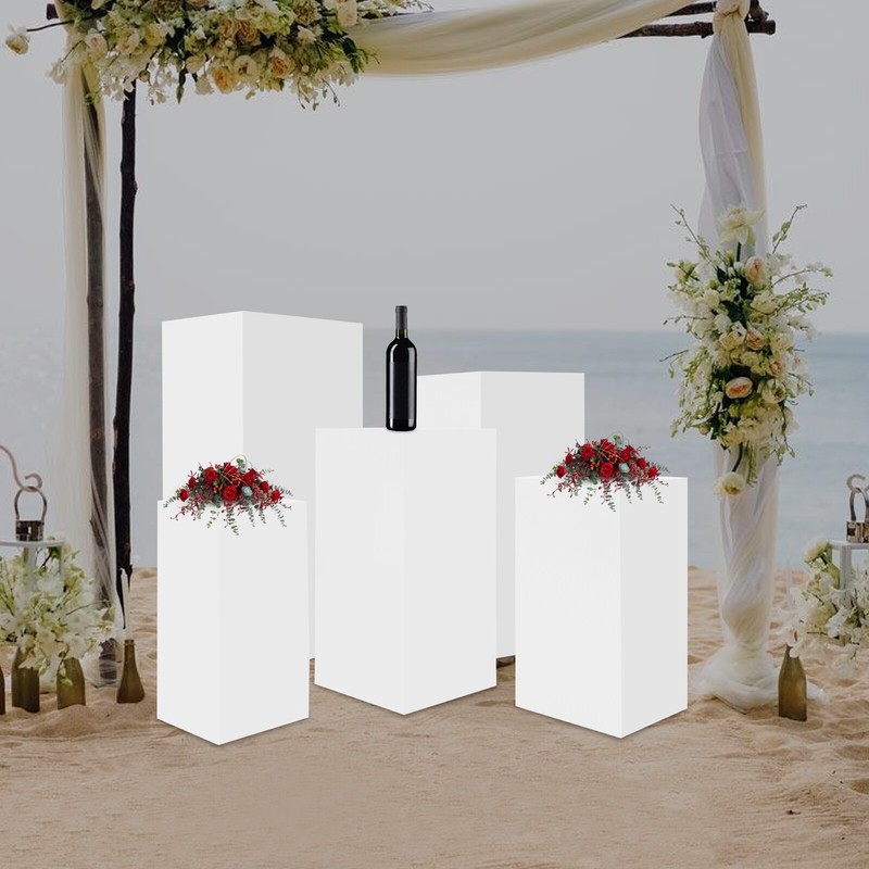 5 Pack Modern Square Cake Pedestal Stands Iron White For Cake Shops Weddings NEW gallery