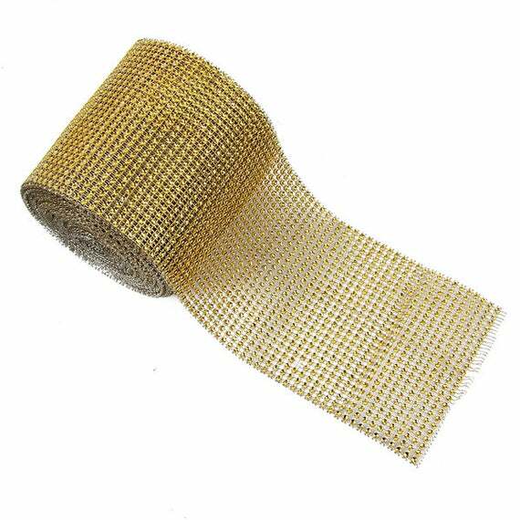 80cm Sparkly Diamante Effect Ribbon In Gold Colour Trim Sewing UK gallery