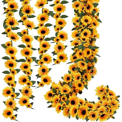 8Ft Sunflower Garland 4 Pack Artificial Sunflowers Hanging Vines Spring Sun1