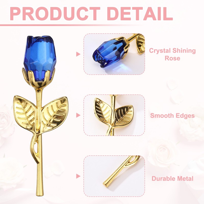 2 Pcs Mini Crystal Rose with Box, Romantic Crystal Rose, Blue&Gold gallery