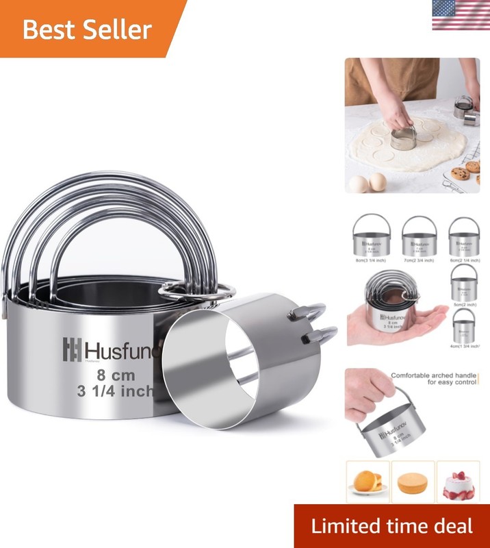 Biscuit Cutter Set Round Cookie Cutters with Handle 5 Pieces Stainless Steel …