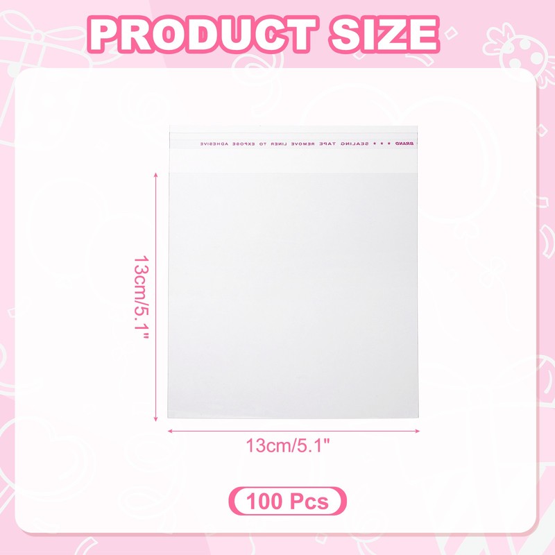 100 Pcs Cellophanes Bags, 5.1 x 5.1 Inch Self-Adhesive Cookies Bags, Clear gallery