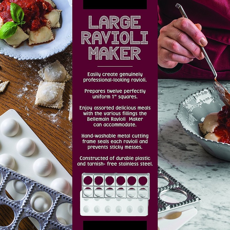 Bellemain Ravioli Maker Press | Pelmeni Mold, Pierogi Press, White and Silver gallery