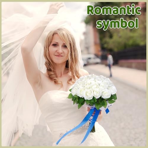 80Pcs White Roses Artificial Flowers Bulk, Velvet Silk White White Rose-80 gallery