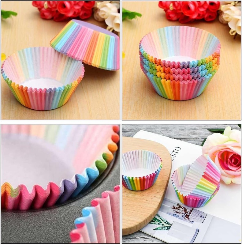 Rainbow Cupcake Liners 100 Pack Standard Size Greaseproof Eco-Friendly Paper gallery